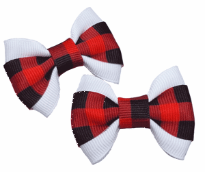 Picture of Hair Bows - Sm White/Red Check