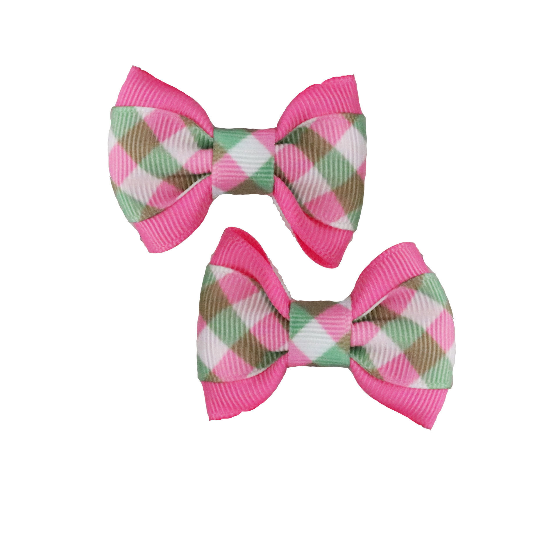 Picture of Hair Bows - Sm Pink/Green Gingham Overlay