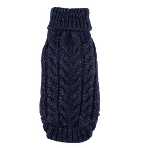 Picture of Angora Cable Knit Sweater-Navy