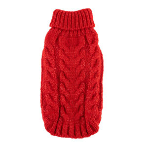 Picture of Angora Cable Knit Sweater-Red